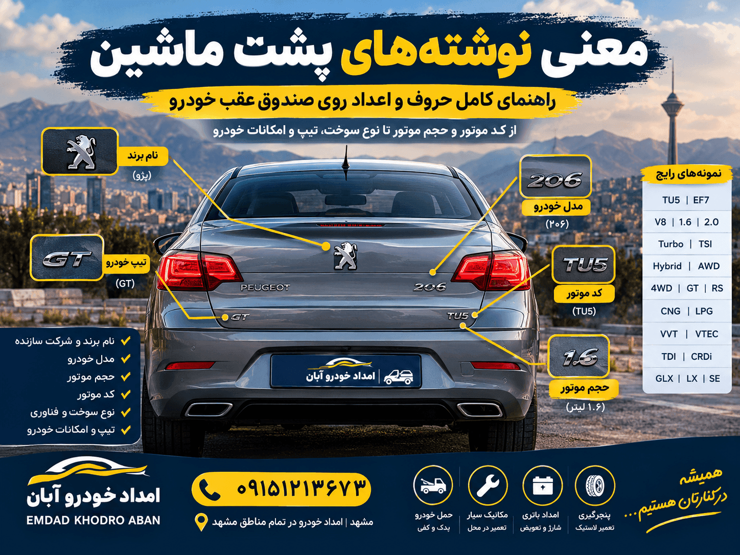معنی نوشته های پشت ماشین